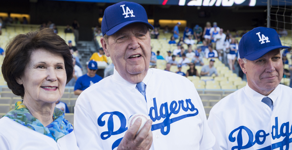 Elder Andersen Throws Out First Pitch at Dodger Stadium - Church