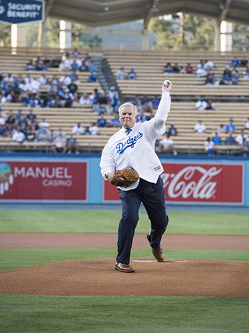 Elder Andersen Throws Out First Pitch at Dodger Stadium - Church