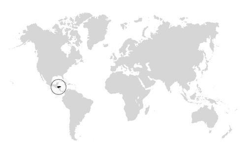 world map with circle around Honduras