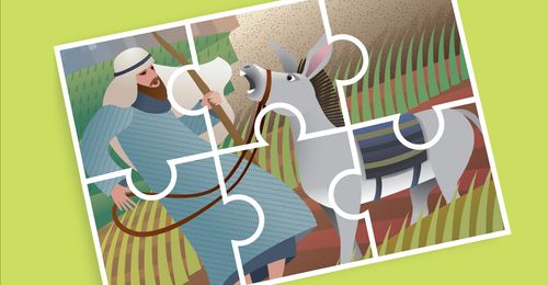 illustration of man and donkey in puzzle piece