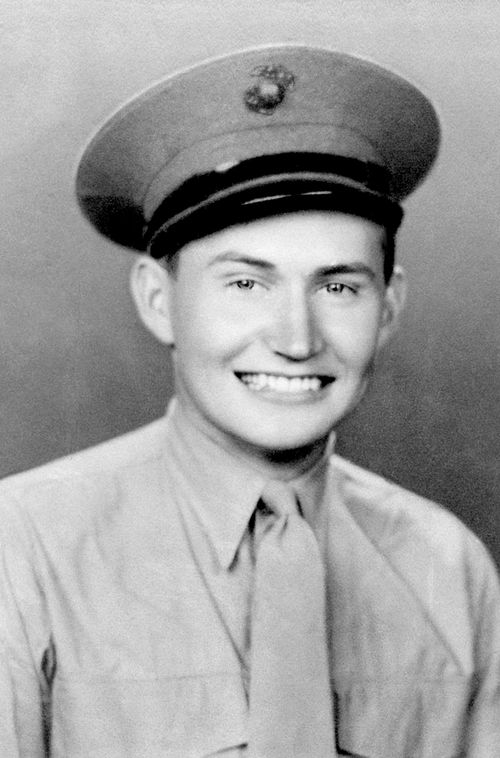 L. Tom Perry in his military uniform, 1944.  He served in the marine corps after his mission.