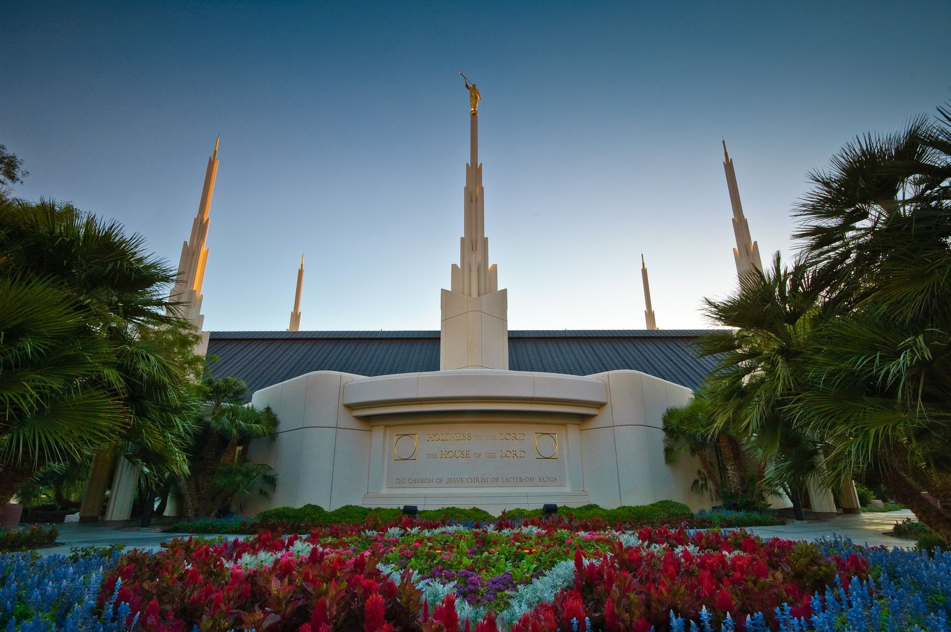 The Las Vegas Nevada Temple engraving, “Holiness to the Lord: The House of the Lord,” including the spires and scenery.