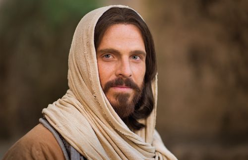 Photograph of actor portraying Jesus Christ in the Bible Videos.