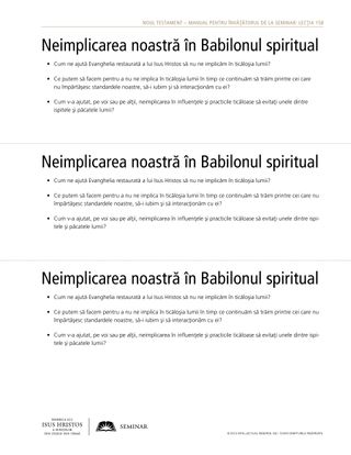 foaie de prezentare, Neimplicarea noastră în Babilonul spiritual