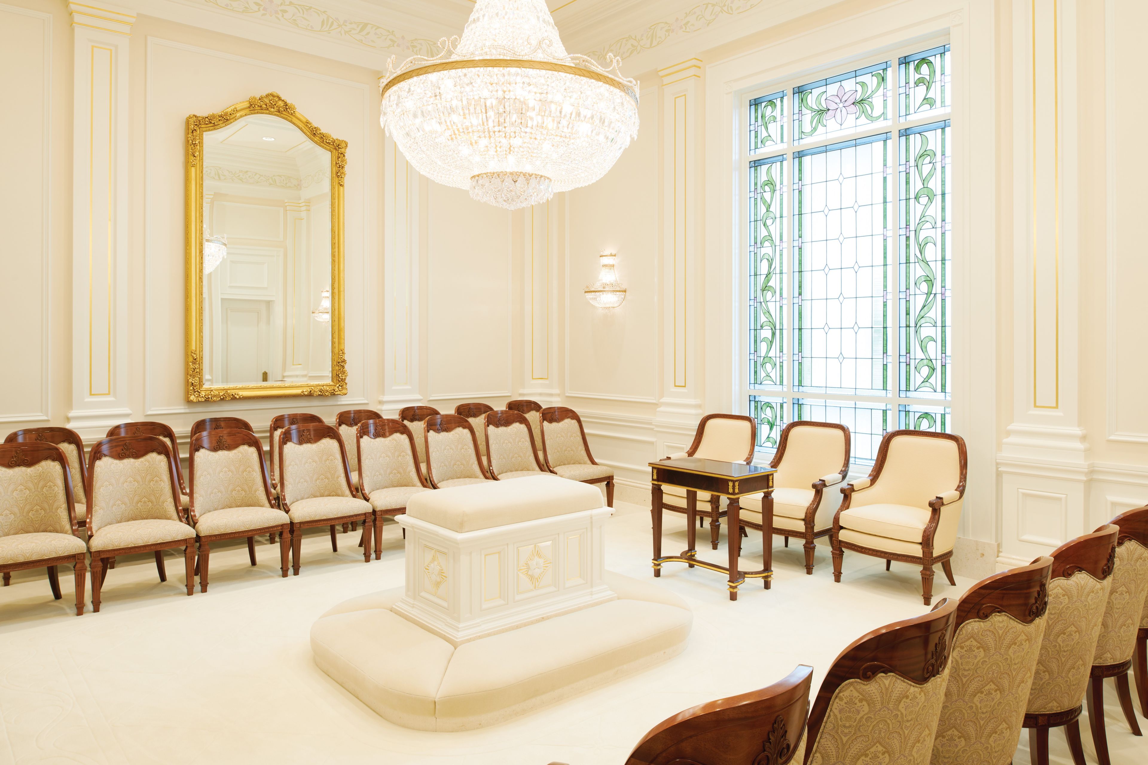 A sealing room, where families are sealed together for eternity, in the Fortaleza Brazil Temple.