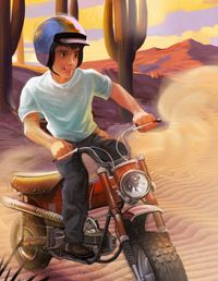 young man on motorcycle