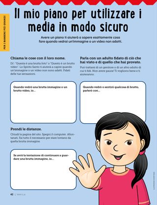 Pagina di attività per utilizzare i mezzi di comunicazione in modo sicuro.