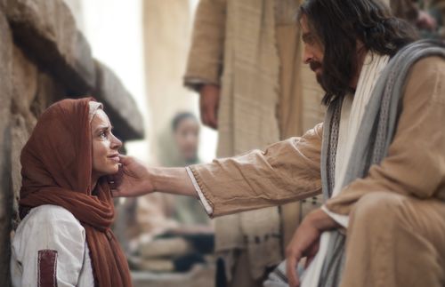 Jesus and woman with issue of blood