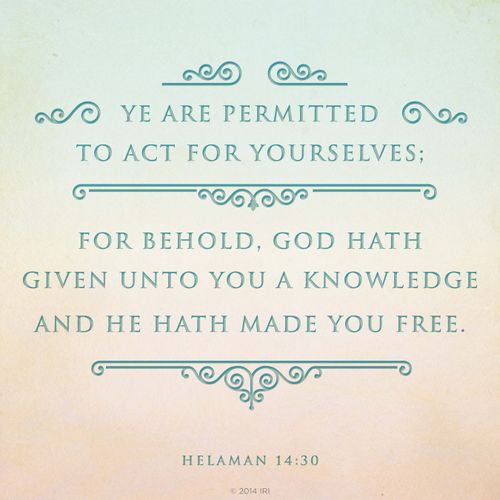 The words from Helaman 14:30 printed on a light blue gradient background.