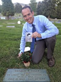 man at grave