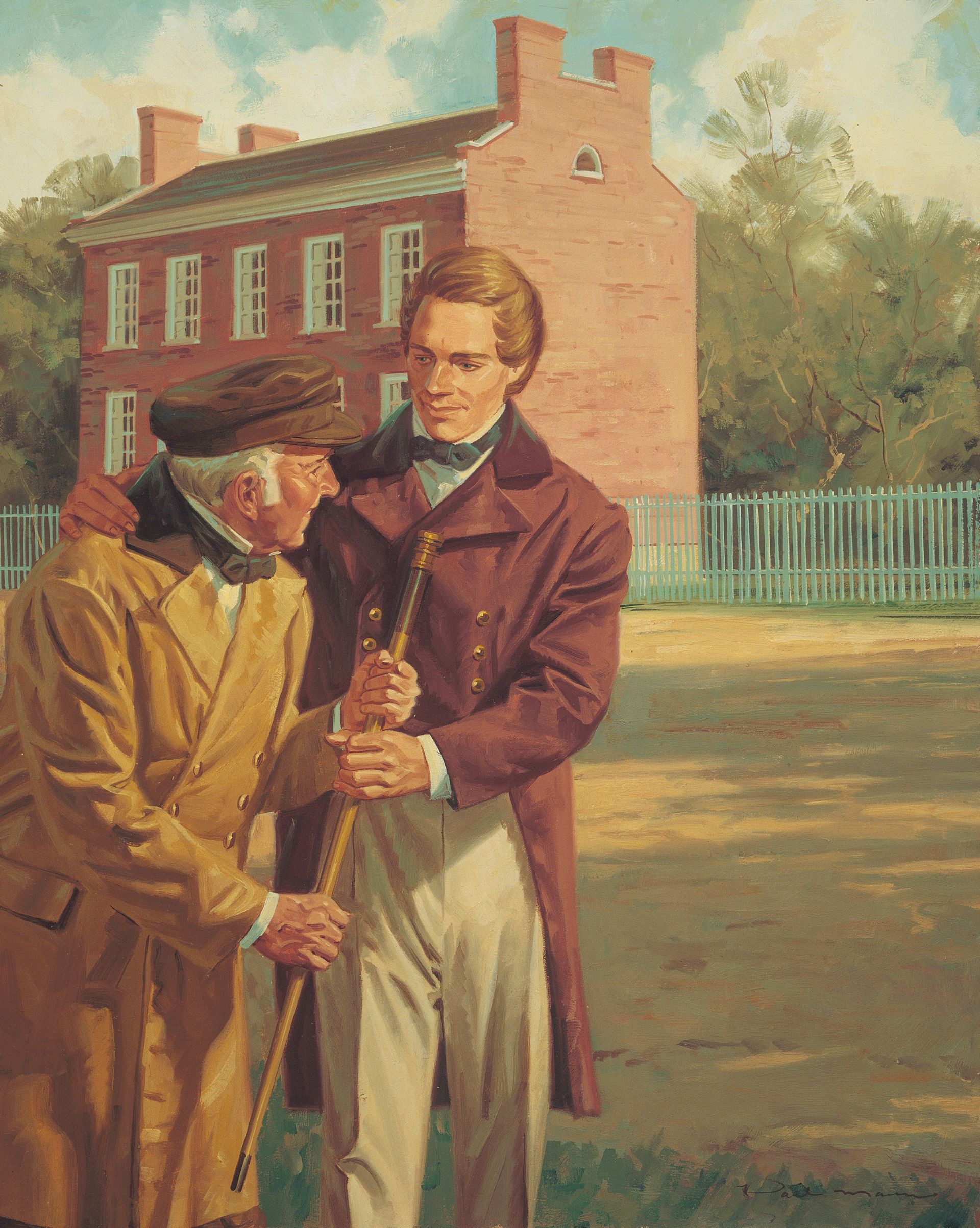 Joseph Smith Giving His Cane to Joseph Knight Sr., by Paul Mann