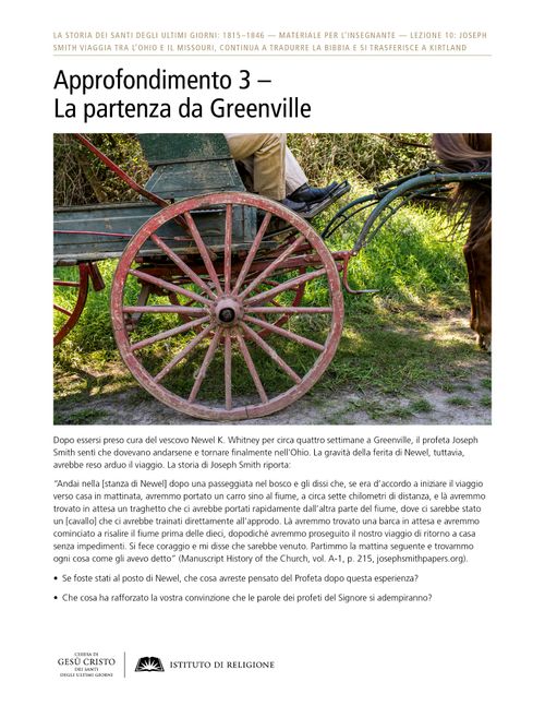 Approfondimento 3 – La partenza da Greenville