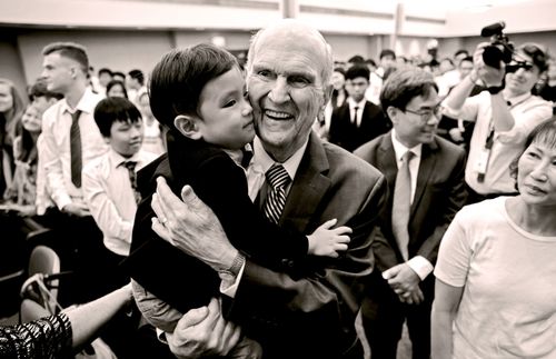 President Nelson greeting people