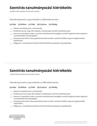 Scripture Study Evaluation handout