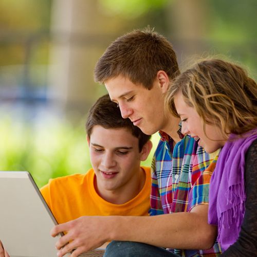 youth looking at computer