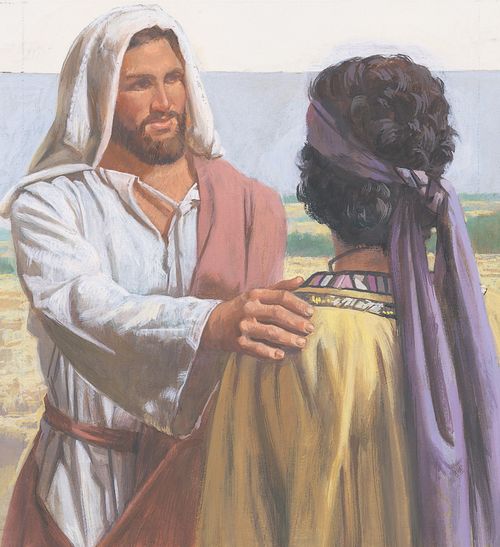 Jesus talking to young man