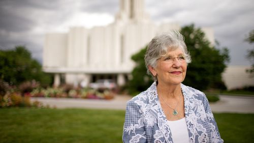 woman in front of temple