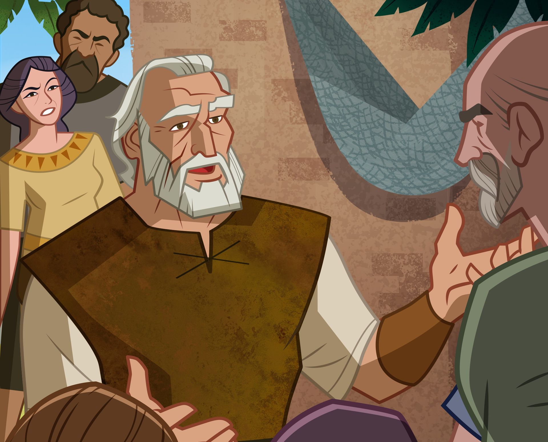 Illustration of Noah teaching people. Moses 8:19–30