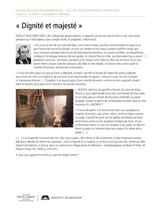 document à distribuer : « Dignité et majesté »