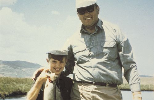 Thomas S. Monson on fishing trip with son Clark