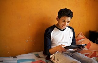 young man studying