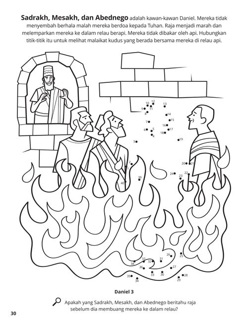 Shadrach, Meshach, and Abed-nego coloring page