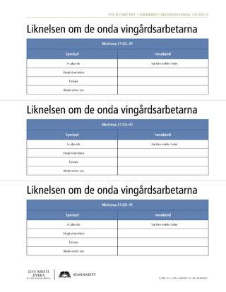 Utdelningsblad, Liknelsen om de onda vingårdsarbetarna