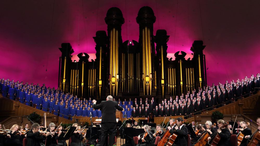 Tabernacle Choir at Temple Square performing during Music and the Spoken Word.