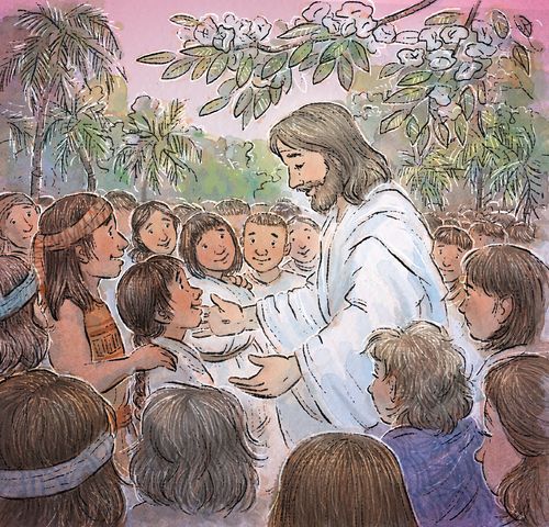 Jesus visiting with children