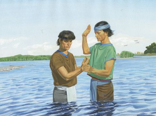 Nephi baptizing