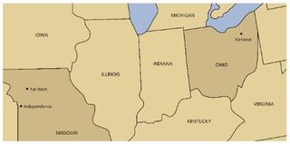 kaart, Missouri osariigist Ohio osariiki