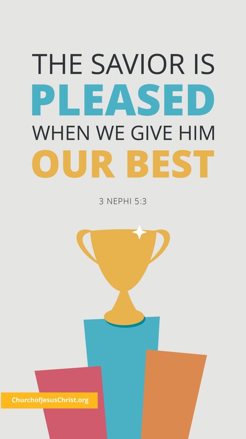 Meme of trophy cup, paired with a thought drawn from 3 Nephi: The Savior is pleased . . .
