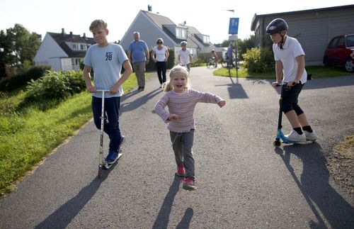 walking and riding scooters