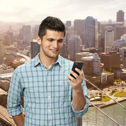 young man texting