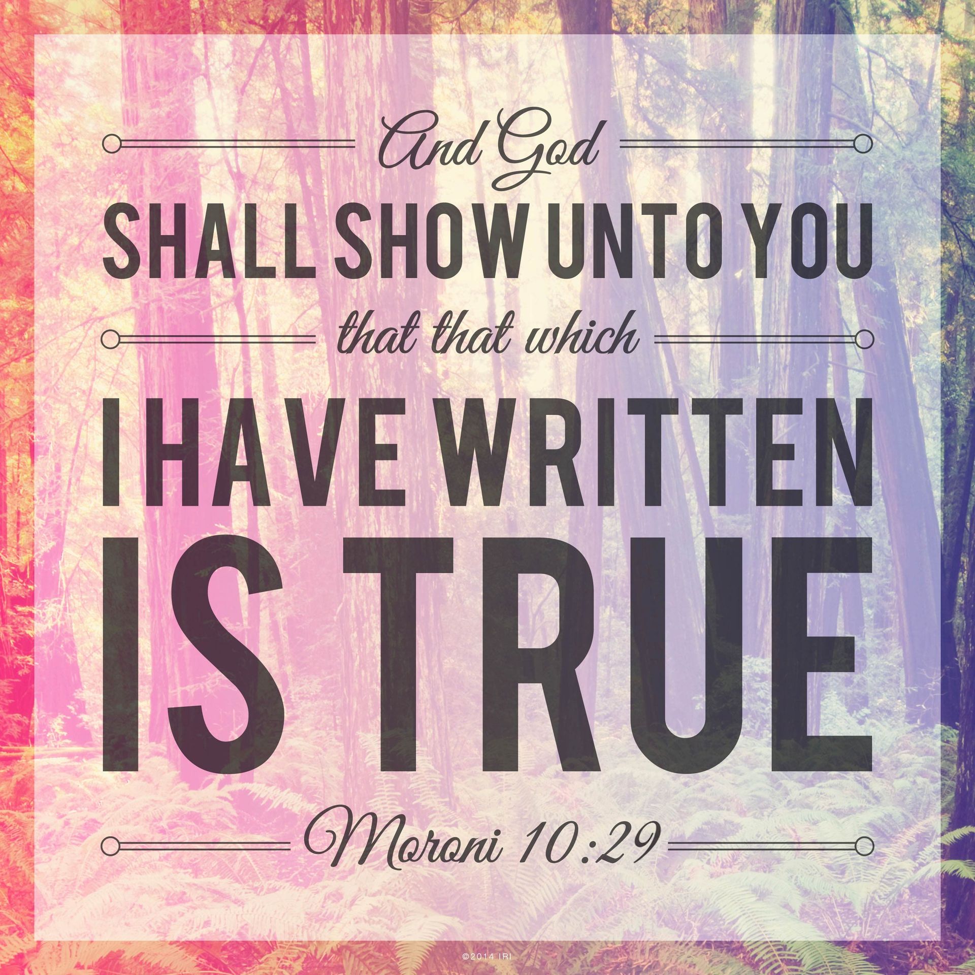 “And God shall show unto you, that that which I have written is true.”—Moroni 10:29 © undefined ipCode 1.