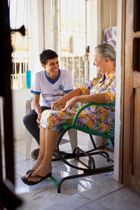 youth with his grandmother