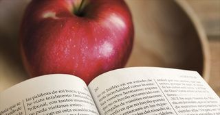 escrituras e uma maçã 