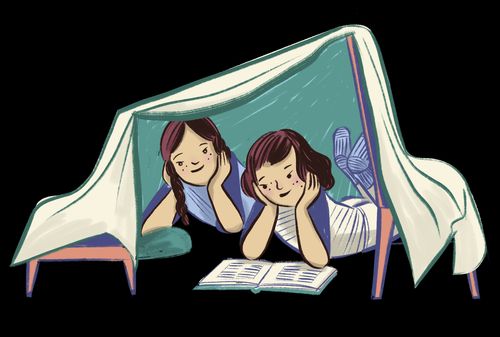 Kids in a blanket fort