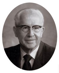 Protraits of the First Presidency and other General Authorities [cac. 1962, 1971-1974]  Ezra Taft Benson. Black and white version.