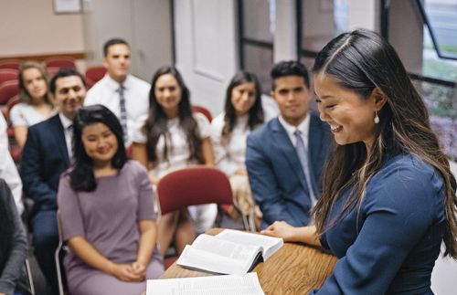 woman teaching at church