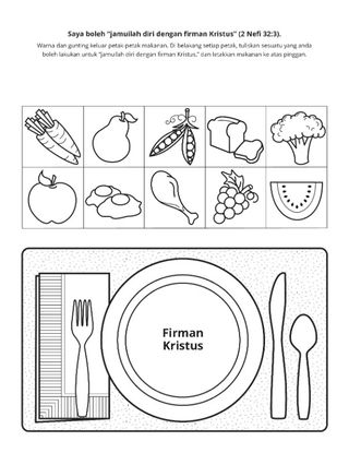 halaman aktiviti: menjamu firman Kristus memberi makan kepada kita secara rohani