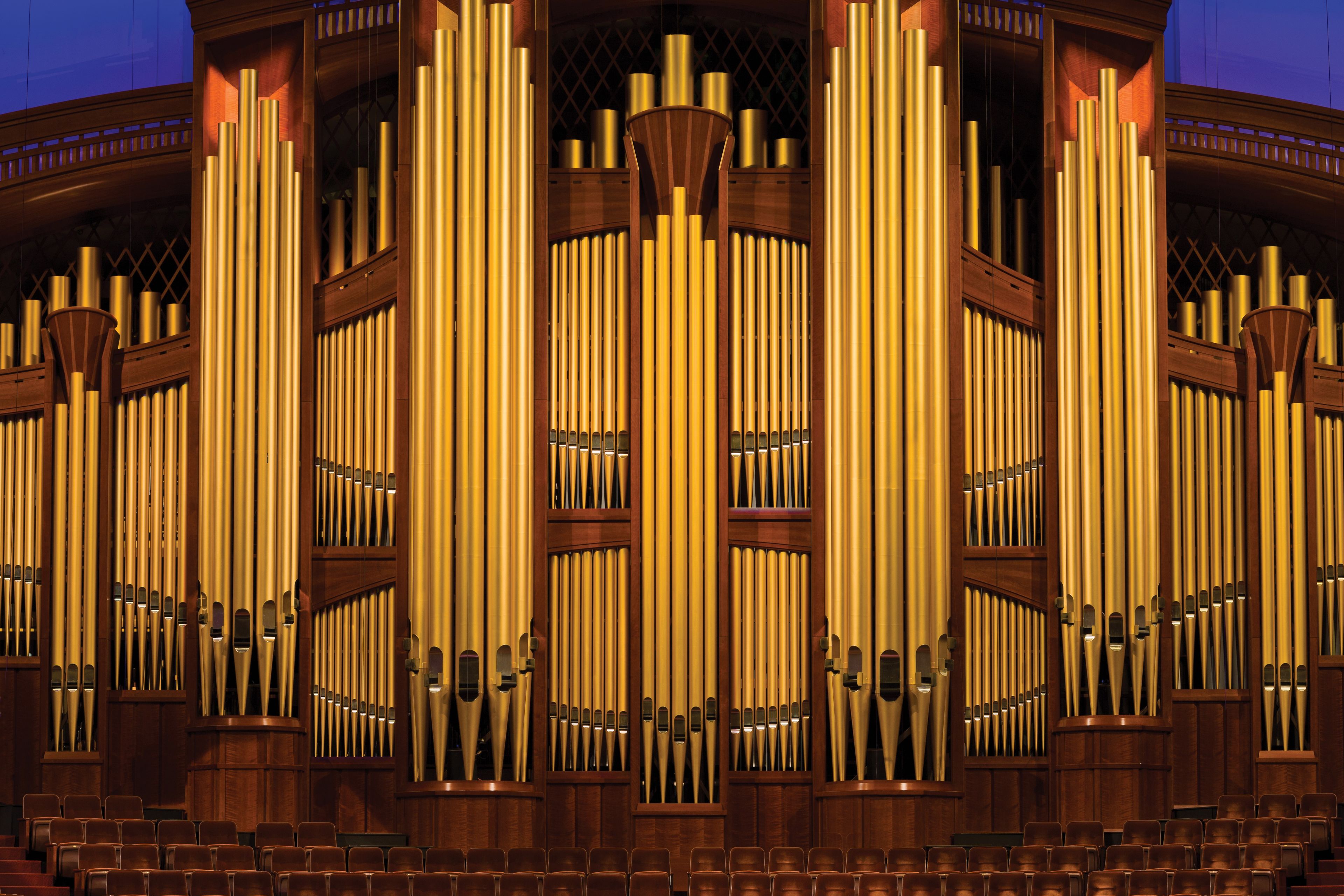 The organ pipes inside the Conference Center.