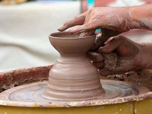 clay on potter’s wheel