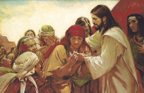 painting of Jesus visiting the Nephites