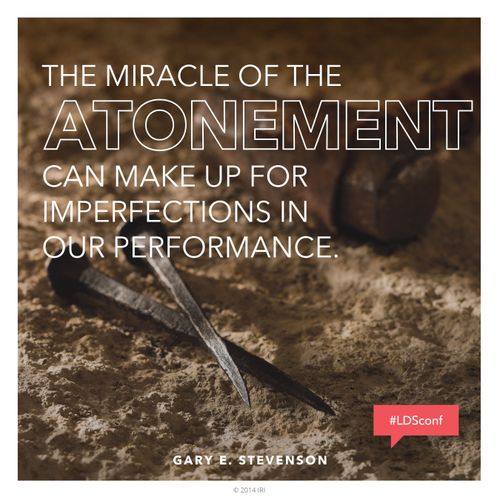 An image of two old-fashioned nails paired with a quote by Bishop Gary E. Stevenson: “The Atonement can make up for imperfections.”