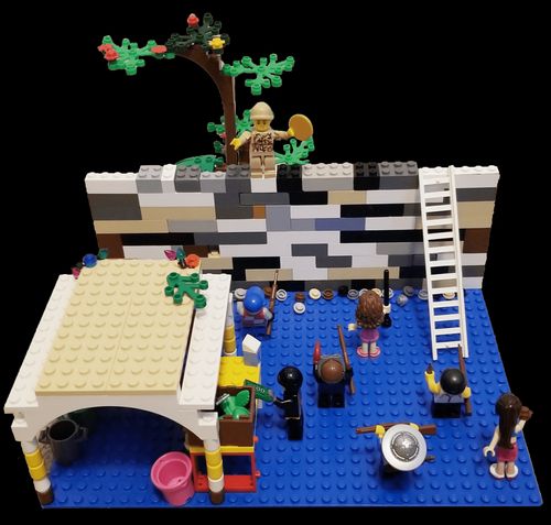 Samuel the Lamanite scene built in blocks