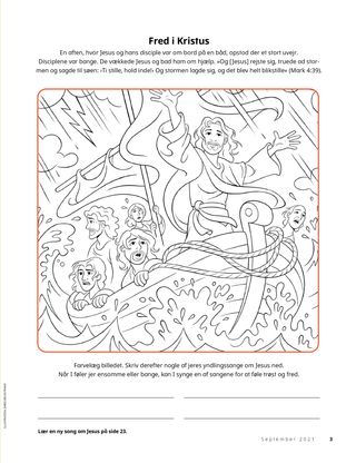 coloring page of Jesus calming the storm