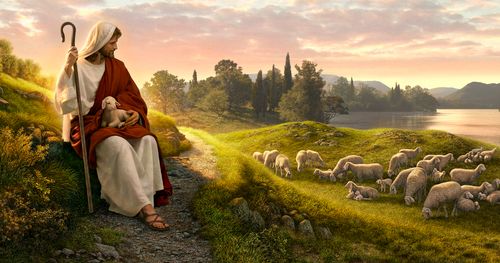 Jesus with sheep
