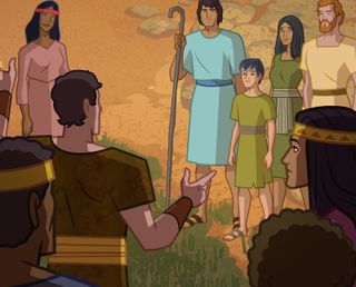 Nephi talks to a crowd of Nephites, and the people listen