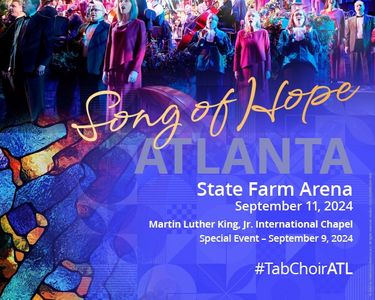 large poster to announce the coming of the 2024 tabernacle choir coming on the southern states tour and their concerts in Atlanta Georgia